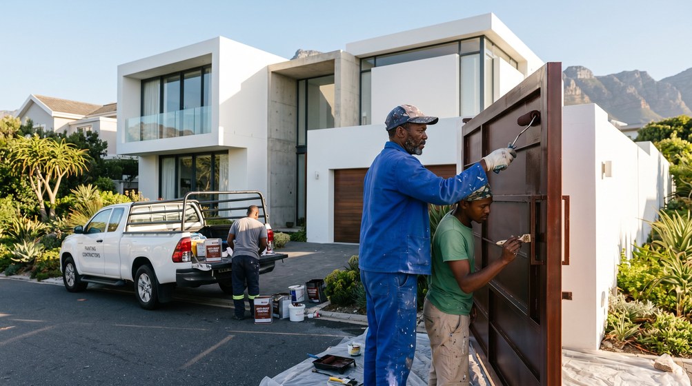 Professional anti-rust coating team applying rust protection to a metal gate in Bothasig